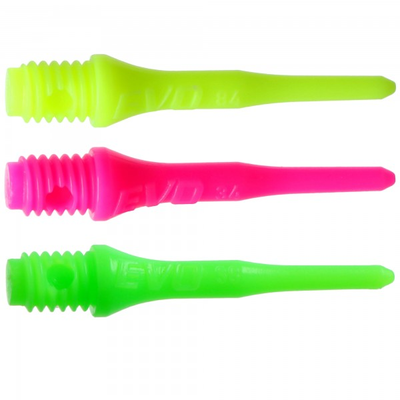 EVO Dartspitzen neongrün-neongelb-pink, 30 Stück
