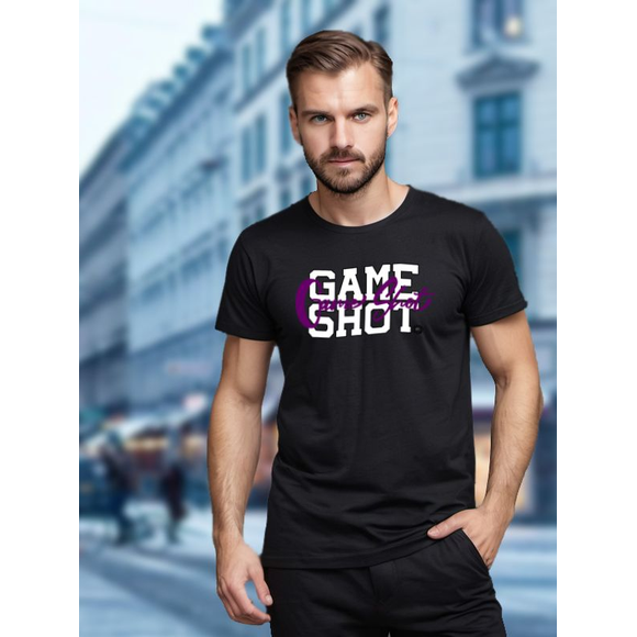 Game Shot Double in T-Shirt, weiß-lila, Größe: S