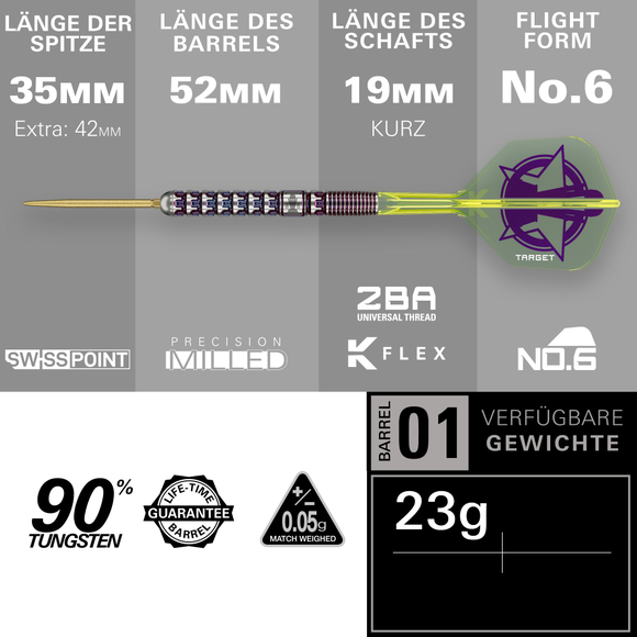 Target Luke Littler World Champion 2025 90% Tungsten Swiss Point Steeldarts, Gewicht: 23 Gramm, 2 image