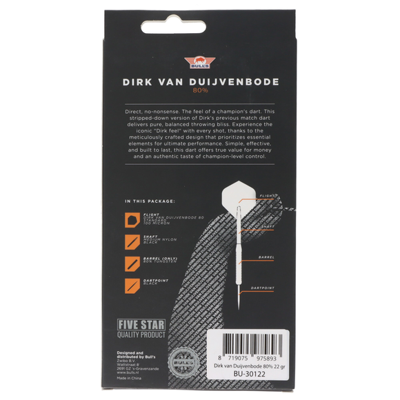 Bulls Dirk van Duijvenbode Steeldart, 80% Tungsten, 8 image