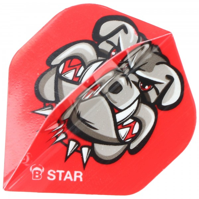 Bulldogge, roter Dart Flight mit Aufdruck