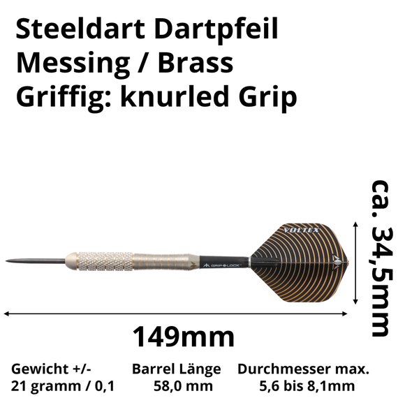 Voltex M1 Brass, Steeldart, knurled, 21 Gramm, 6 image