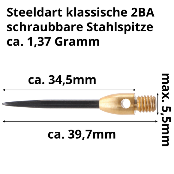 Steeldart Rundkopfspitze Messing schwarz, 2,4 Gramm, 3 Stück, 4 image