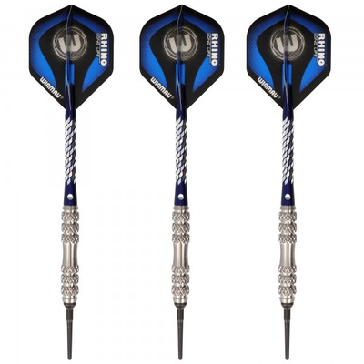 Winmau Dart-Komplettset Soft, silber/blau, Flights Winmau Rhino, 20 Gramm