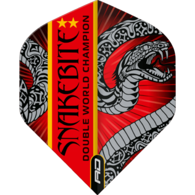 Red Dragon Hardcore Peter Wright Snakebite Double World Champion Standard Flight, Farbe: Rot & Silber
