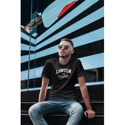 STEELIKONE T-Shirt - LONDON CALLING College Look, Farbe: Schwarz, Größe: S