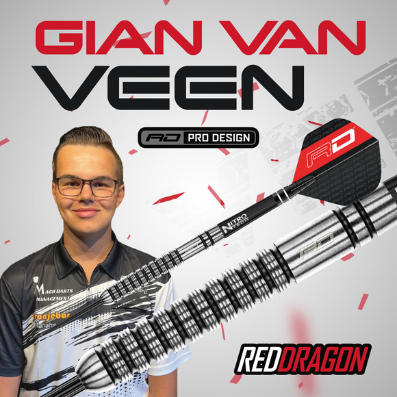 RedDragon Gian van Veen 90% Tungsten Steeldarts, Gewicht: 24 Gramm, 5 image