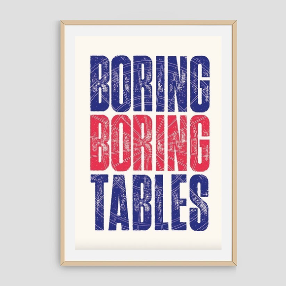 Darts Art Boring Boring Tables - Print, Design: Boring Tables, Format: A3