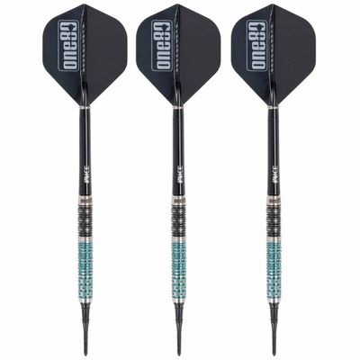 Ludo le Mat Softdart, schwarz, silber, jade, 90% Tungsten, 18 Gramm