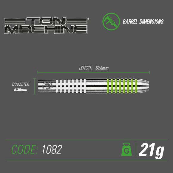 Winmau "Ton Maschine green/white" Steeldarts, Gewicht: 21, 4 image