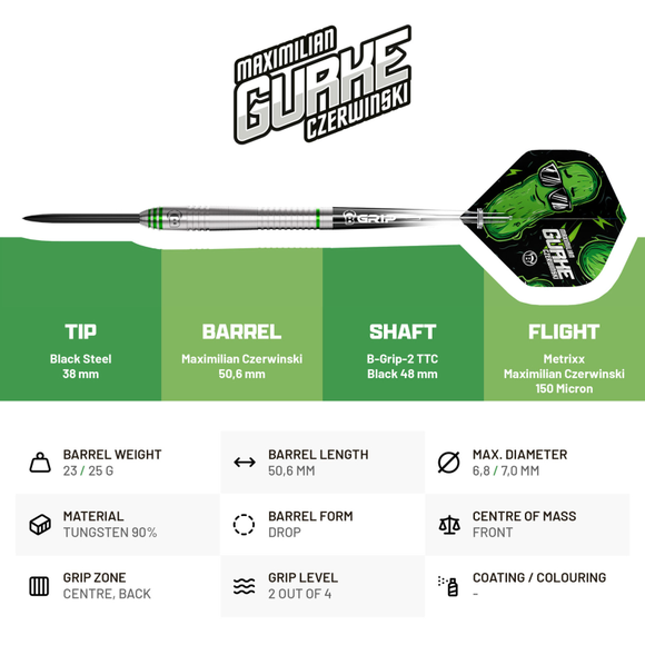 BULL'S Max "Gurke" Czerwinski Steeldarts 90%, Gewicht: 23, 3 image