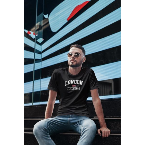 STEELIKONE T-Shirt - LONDON CALLING College Look, Farbe: Schwarz, Größe: S