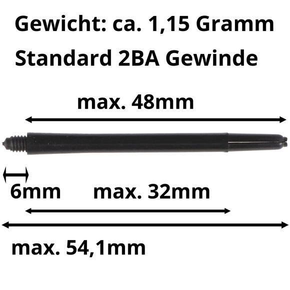 Dartshaft Nylon klassisch, schwarz, 48mm, 2BA, 3 Stück, 5 image