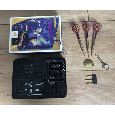 Luke Littler G1 Prodigy 23g + 3 stelldart spitzen Sets (2x 42mm Luke Littler Worldchampion Spitzen Schwarz und Gold, 1x 40mm) + Luke Littler Worldchampion Flights Intermediate