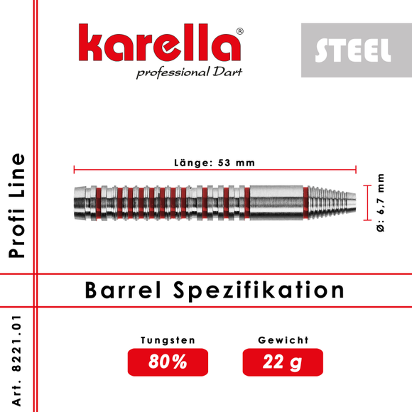 Karella Steeldart Barrel "Profi Line PL-01" 80% Tungsten 22 g, 2 image