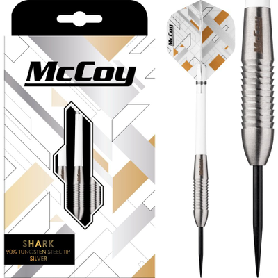 MCCOY  Shark Darts Steel Tip 90%Tungsten - Silver, Gewicht: 22g