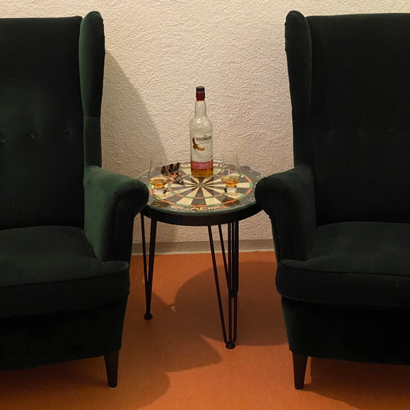 Beistelltisch/Couchtisch mit Dartscheibe "Neutral" Handmade, 6 image