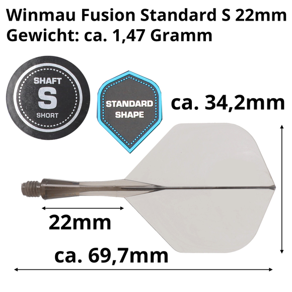 Winmau Fusion Dart Flight und Shaft, Standard, dunkelgrau, short, 22mm, 6 image