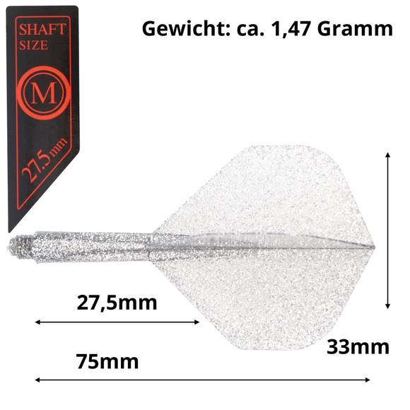 Condor Dartflight Zero Stress Glitter, Standard S, short, silber, 21,5mm, 8 image