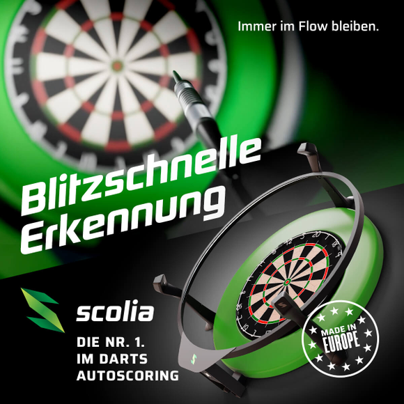 Scolia Home 2 Flex | 2026 Series | Flex-Version mit LED Beleuchtungsring | Steeldart-Autoscoring-System, Home 2 Beleuchtung: mit LED Ring, Home 2 Version: Flex Version (Abo), Farbe: Schwarz, 6 image