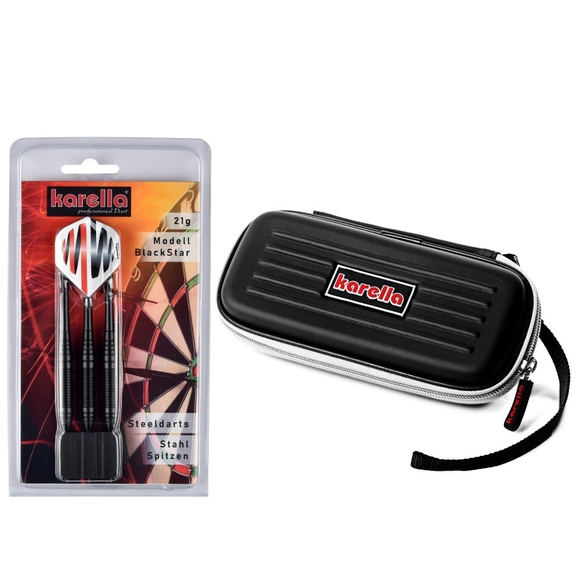 Dartset Bundle "Winner Blackstar" Steeldarts inkl. Dartcase