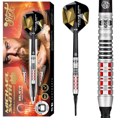 Shot Michael Smith 90% Believe Softtip, Gewicht: 18 Gramm