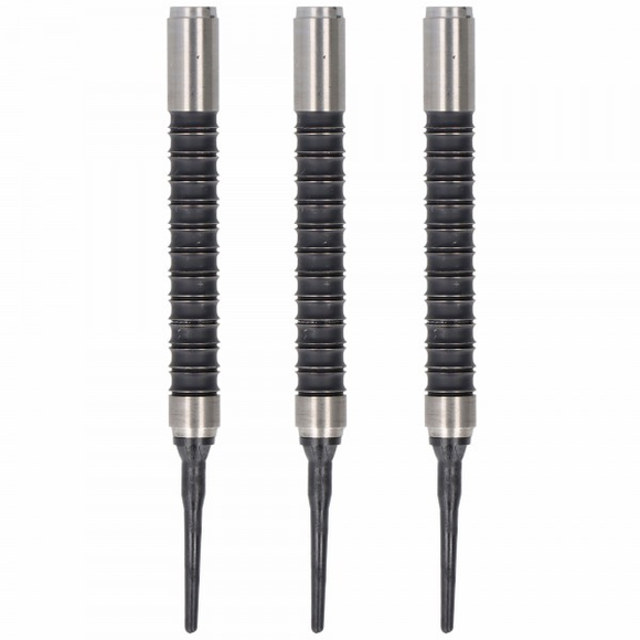 Softdart Barrel. 90% Tungsten, schwarz-silber geriffelt, 22 Gramm