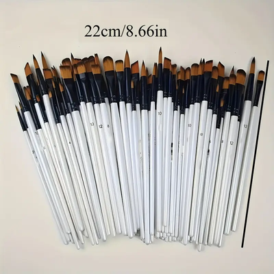 48 Profi Künstler Pinsel Set Nylon Acryl Aquarell Modellbau Öl 3D Druck Qualität