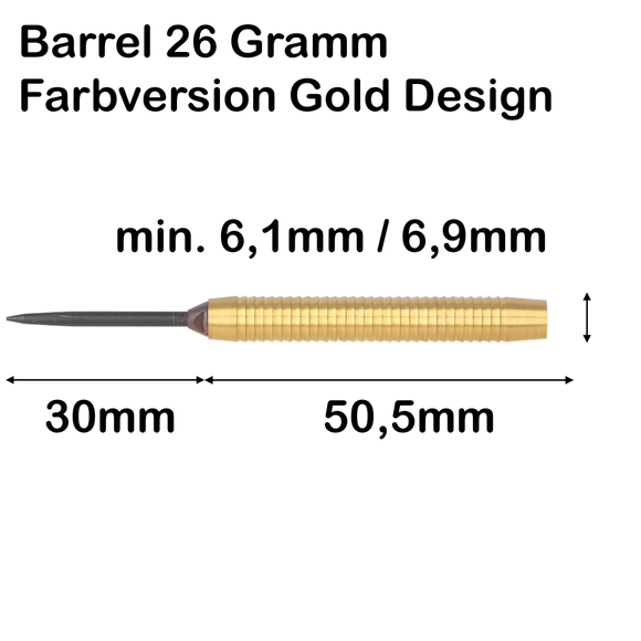 Barrel Steeldart, goldfarben, 90% Tungsten, 26 Gramm, 6 image