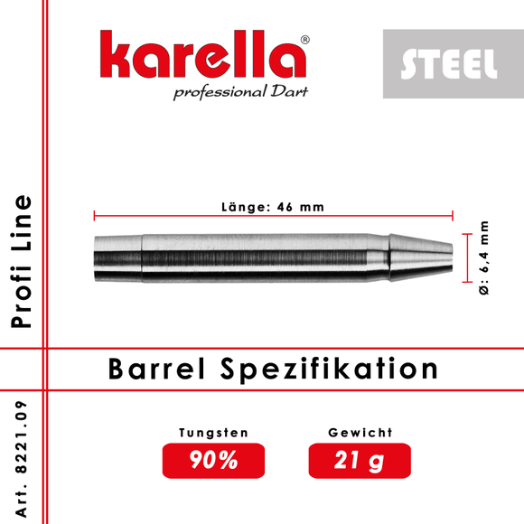 Karella Steeldart Barrel "Profi Line PL-09"barrel 90% Tungsten 21 g, 2 image