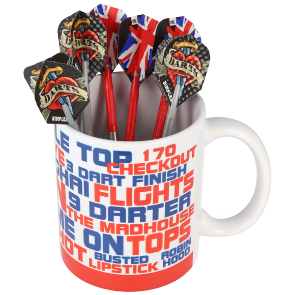 Tasse mit populären Dartsätzen, Keramik weiß, 4 image