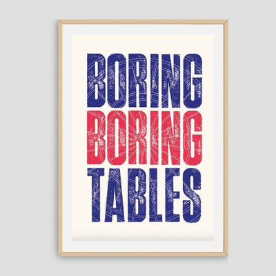 Darts Art Boring Boring Tables - Print, Design: Boring Tables, Format: A3