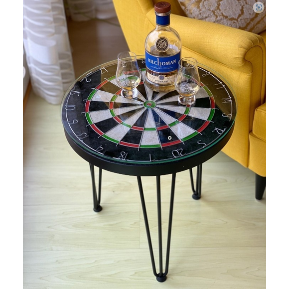 Beistelltisch/Couchtisch mit Dartscheibe "Neutral" Handmade