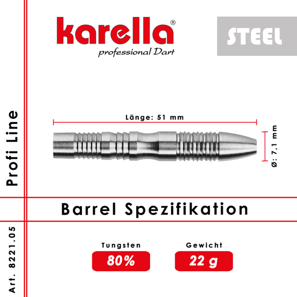 Karella Steeldart Barrels "Profi Line PL-05" 80% Tungsten 22 g, 2 image