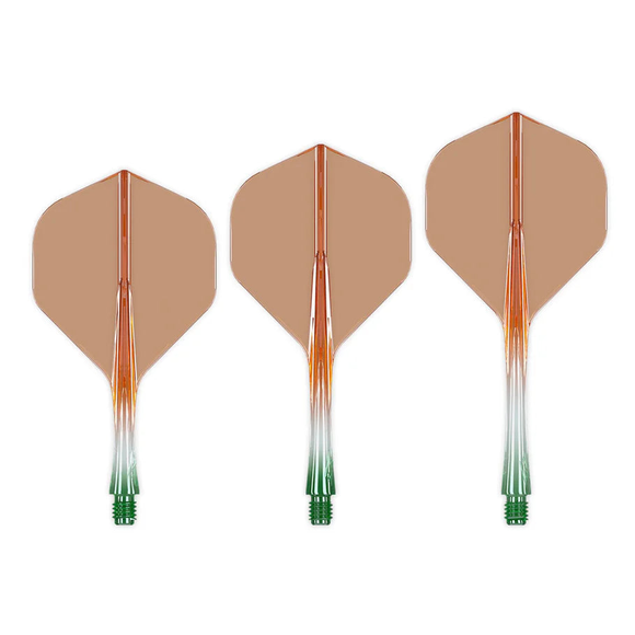 Caliburn SUP Flights - Moulded Flight & Shaft - Standard No2 - Two Tone Grün Orange, Länge: Kurz