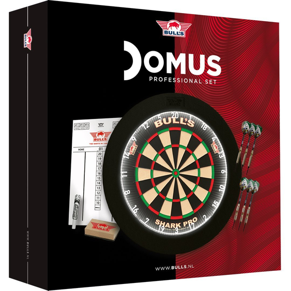 BULL'S NL Dart Domus Professional Set Dartboard Lumo Surround Light System Set Dartscheibe incl. 2 Dartsets