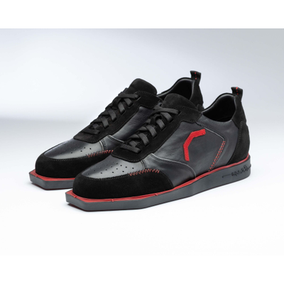 Dartschuh Vollleder schwarz/rot, Farbe: black/red, Variante: 38