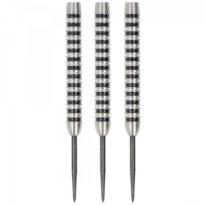 Steeldartbarrel, silber, schwarze Rillen, 90% Tungsten, 26 Gramm