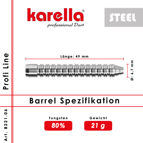 Karella Steeldart Barrels "Profi Line PL-06" 80% Tungsten 21 g, 2 image