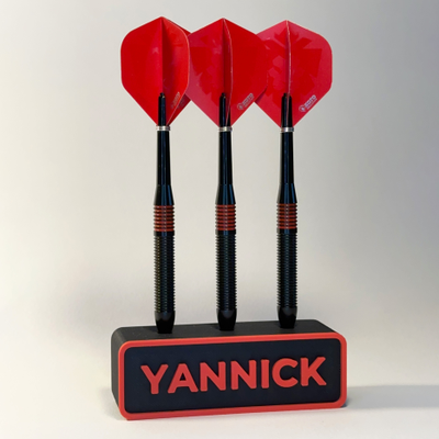 Dart-Wandhalterung personalisierbar & nachhaltig als Zubehör und Geschenk, Hauptfarbe: Weiß, Schriftfarbe: Schwarz