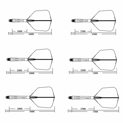 Cuesoul integrierte Dart Flights, Größe 3, T19 Carbon, rot