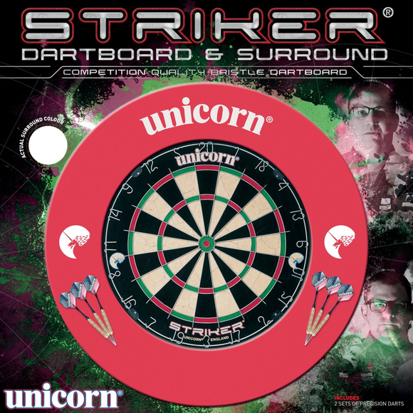Unicorn BUNDLE "Striker" Dartboard + Surround "Center" + Steeldarts, 2 image
