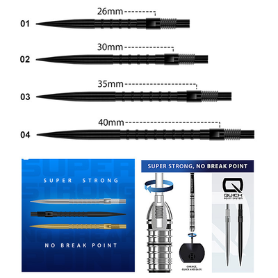 Harrows Quick Point System - HM Grip Black, Länge Spitzen: 26, Farbe: Schwarz