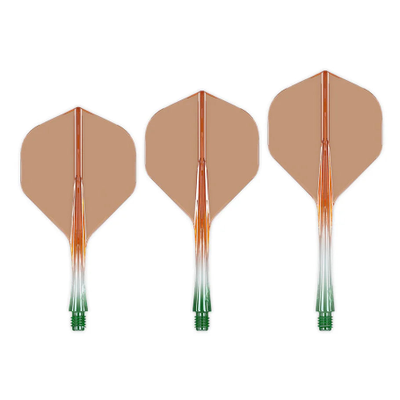 Caliburn SUP Flights - Moulded Flight & Shaft - Standard No2 - Two Tone Grün Orange, Länge: Kurz