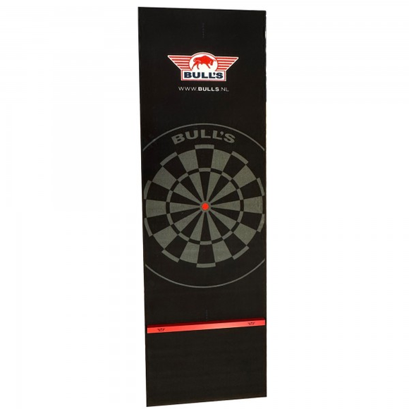 Dartteppich extra Breit, schwarz mit roter Abwurflinie und Oche, 95cm