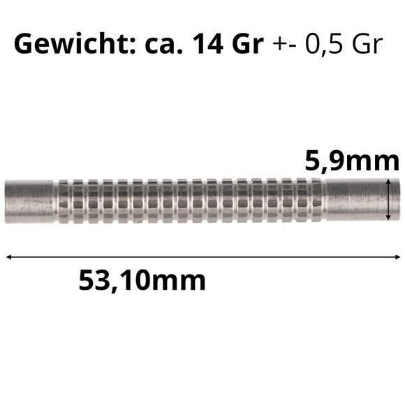Barrel silber geriffelt, 90% Tungsten, 53mm, 14 Gramm, 5 image