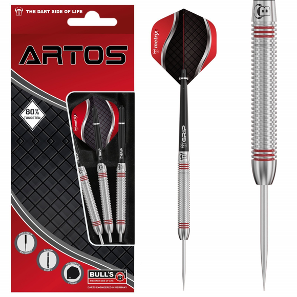 BULL'S Artos AR3 Steeldarts, Red 80% Tungsten, Gewicht: 24