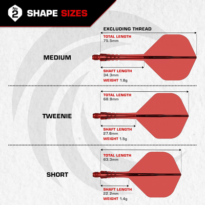 Mission Dart Flight Force 90 Vortex Schwarz Kite oder No.2 System mit Shafts, Shaftlänge: Short